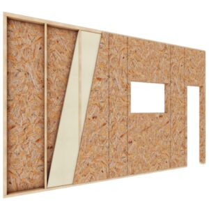 Perete timber frame pentru case din lemn la gri sau la cheie
